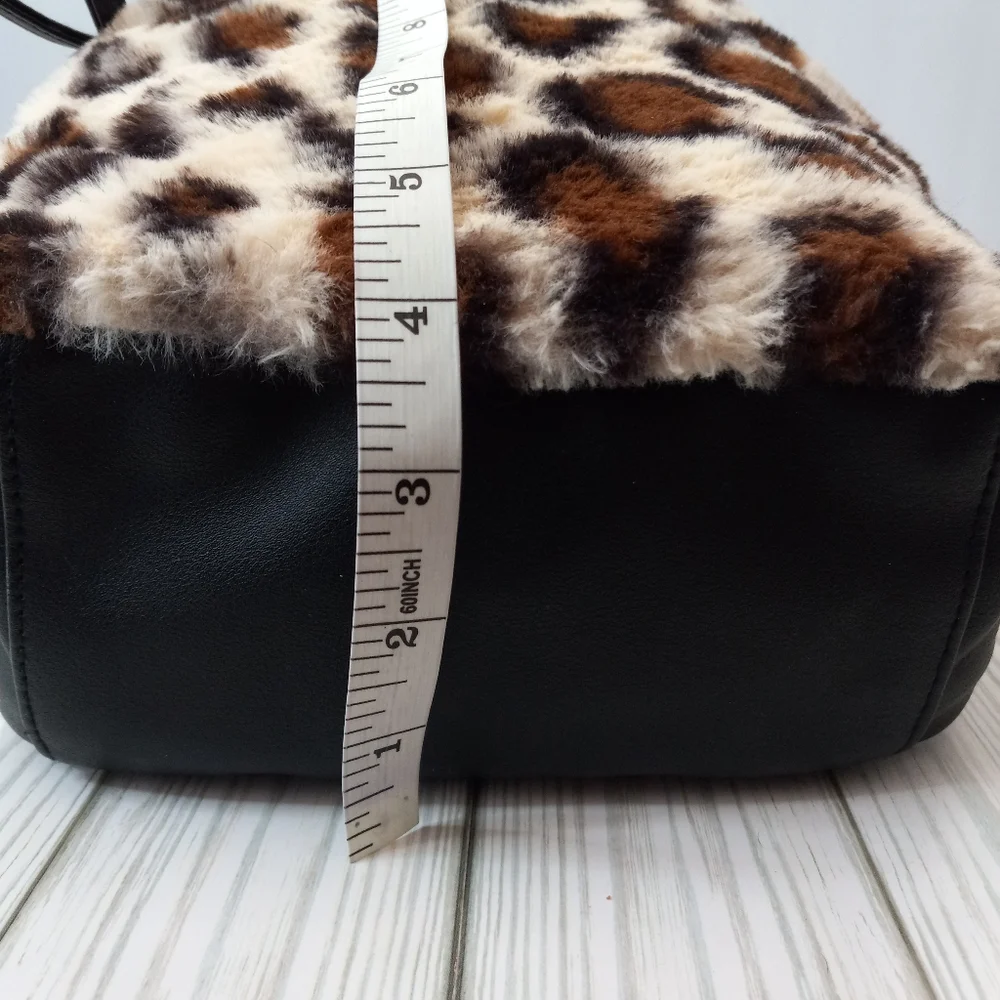 Deb & Dave Faux Fur Leopard Print Mini Backpack